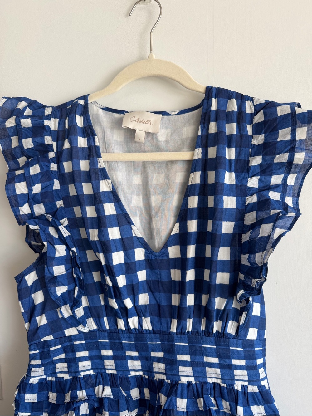Cleobella Blue and White Gingham Mini Dress - Picture 2 of 3